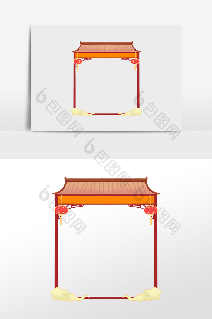 春节中式门楼牌楼边框