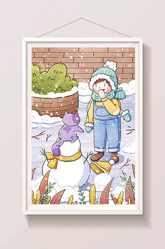 清新小雪大雪节气手绘插画图片