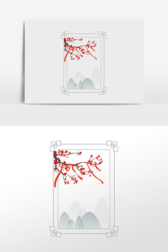 水墨古风梅花边框