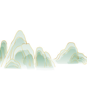 水墨金色线条山水