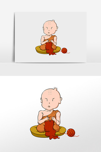 卡通可爱人物织毛衣表情包