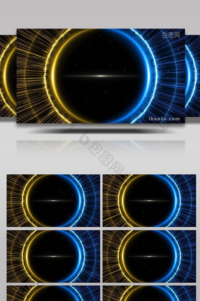 4k大气黄蓝环形粒子颁奖舞台背景