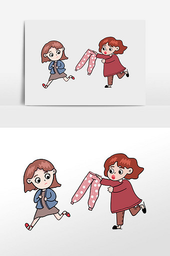 卡通女孩天冷穿秋裤