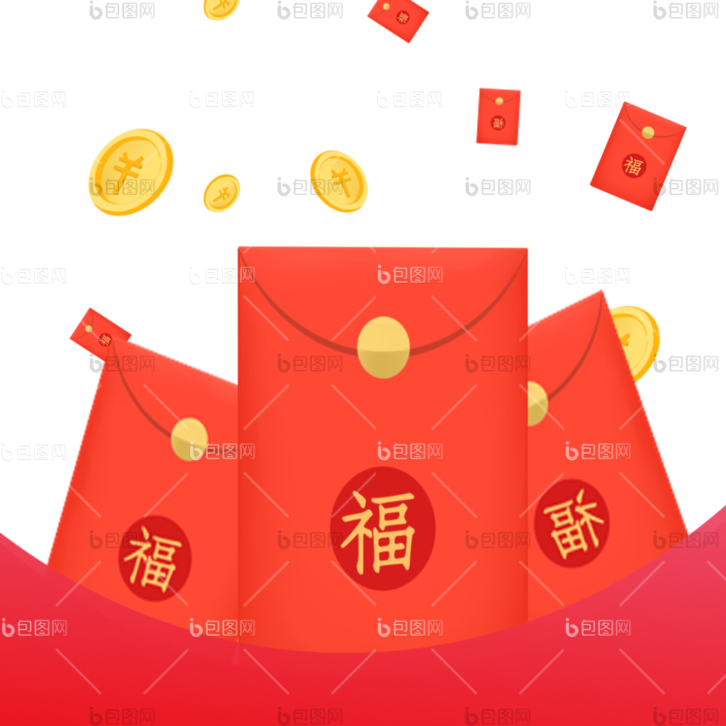 春节金币红包底边小动画gif动图下载-包图网