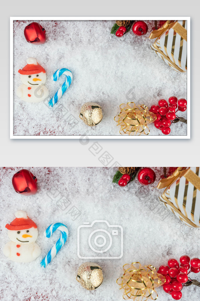 雪地上的圣诞装饰品图片图片