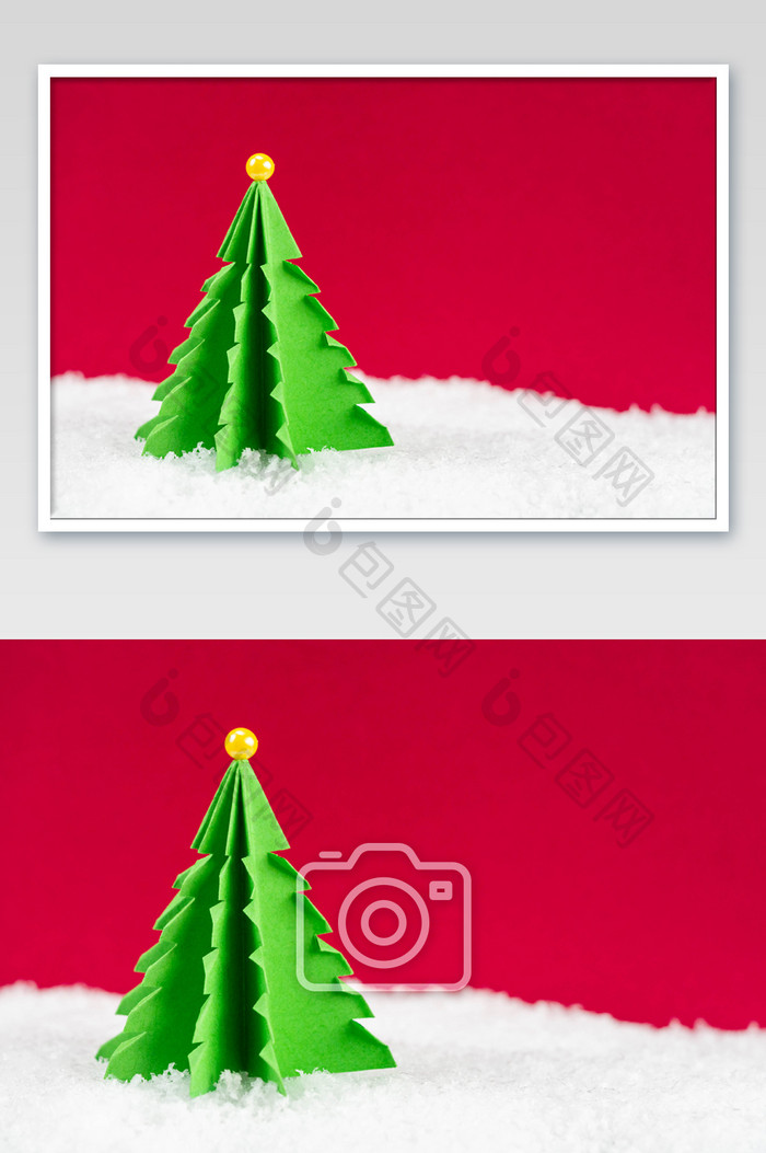 圣诞树剪纸摄影图