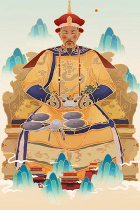 金色康熙玩无人机插画