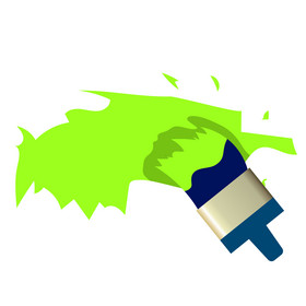 荧光绿油漆刷子颜料图片