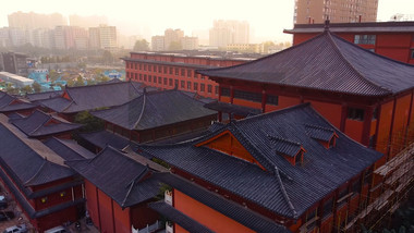 航拍郑州大观音寺传统建筑文化宗教