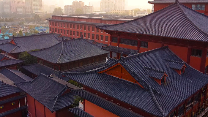 航拍郑州大观音寺传统建筑文化宗教