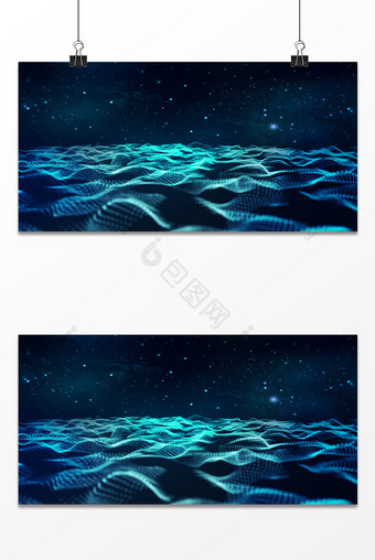 蓝色科技数据网格粒子光波背景图片