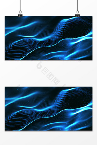 蓝色炫酷粒子光波纹理科技背景图片