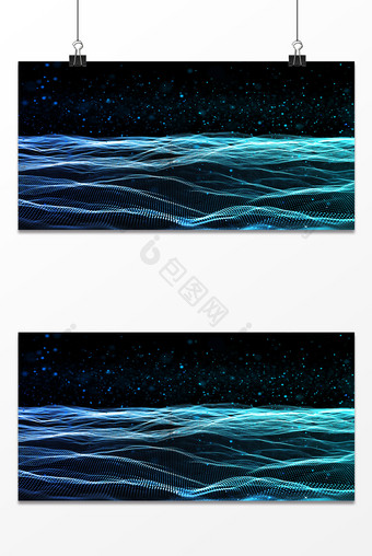 蓝色炫酷科技数据质感纹理光波粒子流动背景图片