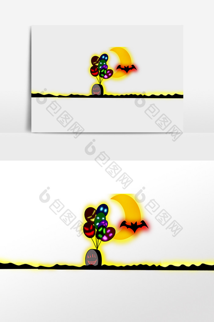 万圣节墓碑气球分割线