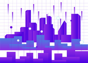 紫色科技城市建筑楼房
