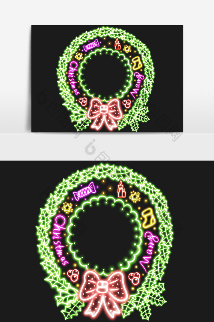圣诞节霓虹灯花环装饰