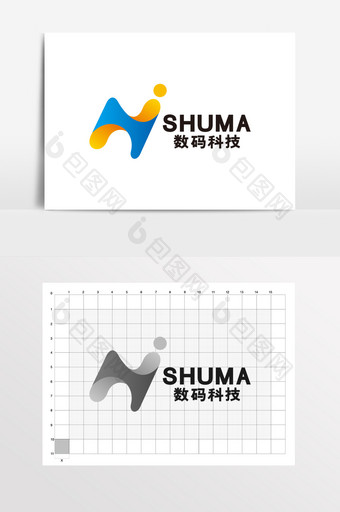 字母N科技数码科技电子LOGO标志VI图片