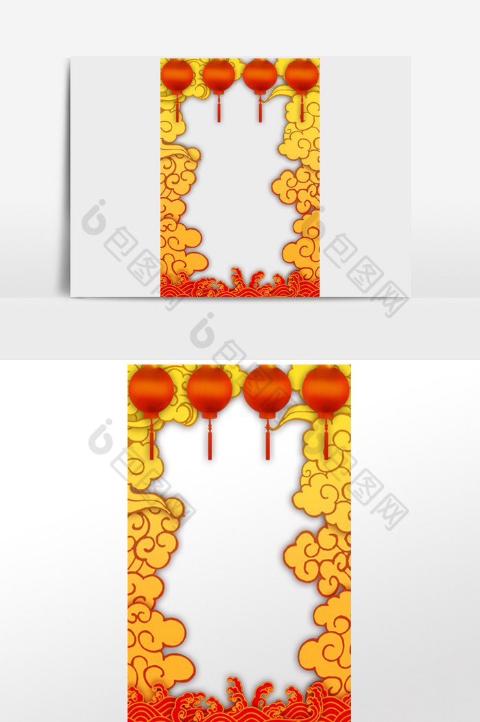 新年春节灯笼祥云边框图片图片