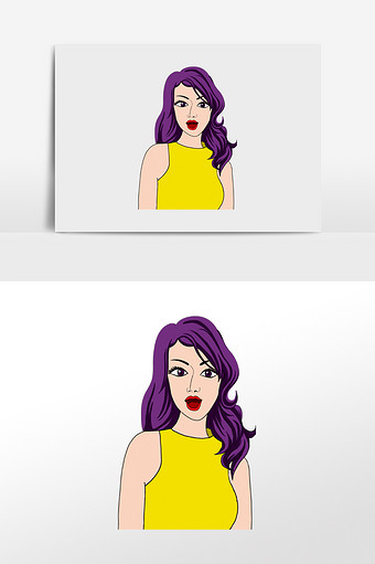 卡通复古美漫美女人物