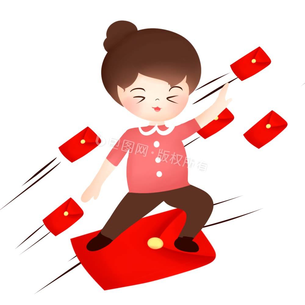 新年春节发红包女孩小动画gif动图下载-包图网