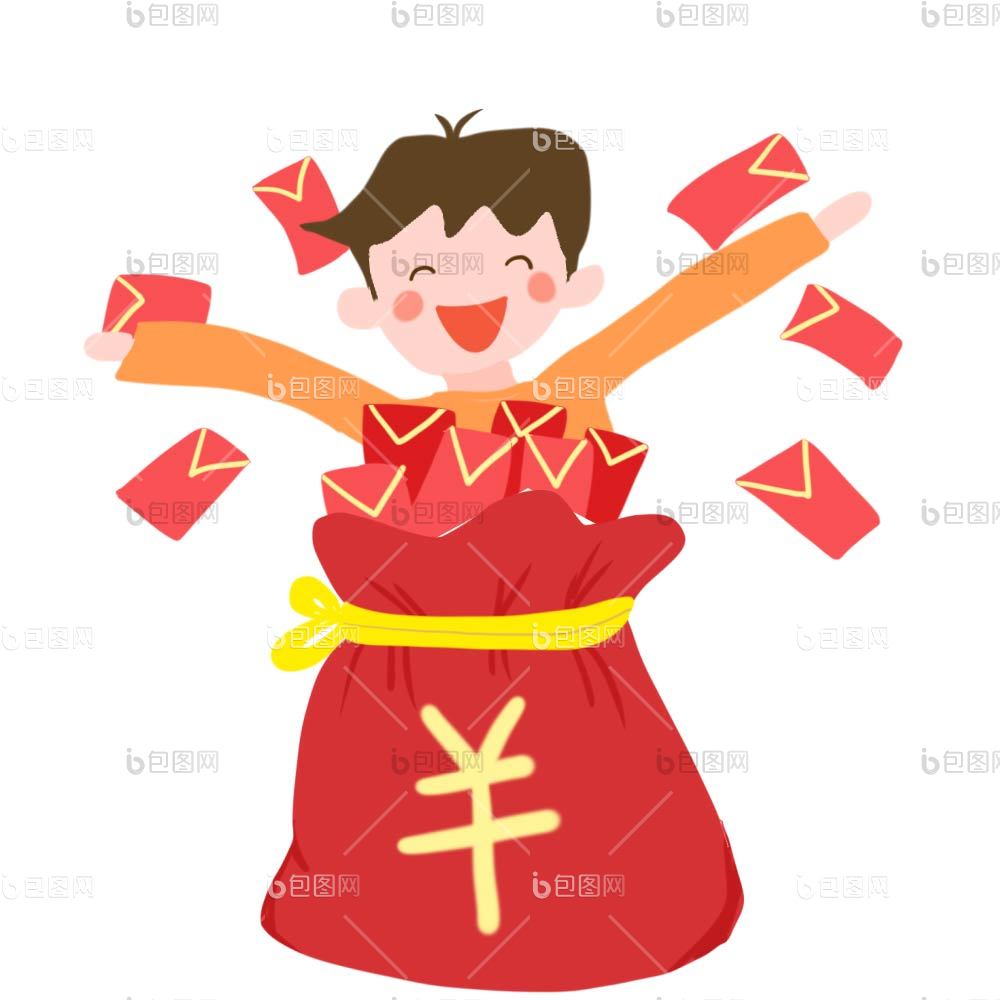春节男孩发钱发红包小动画gif动图下载-包图网