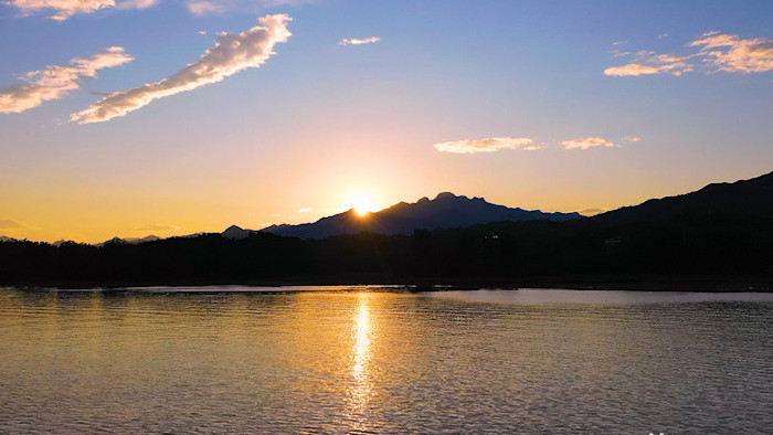 4K航拍保定易水湖景区自然风景生态