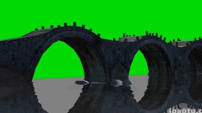 拱桥小桥流水桥面水面绿幕素材