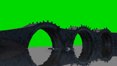 拱桥小桥流水桥面水面绿幕素材