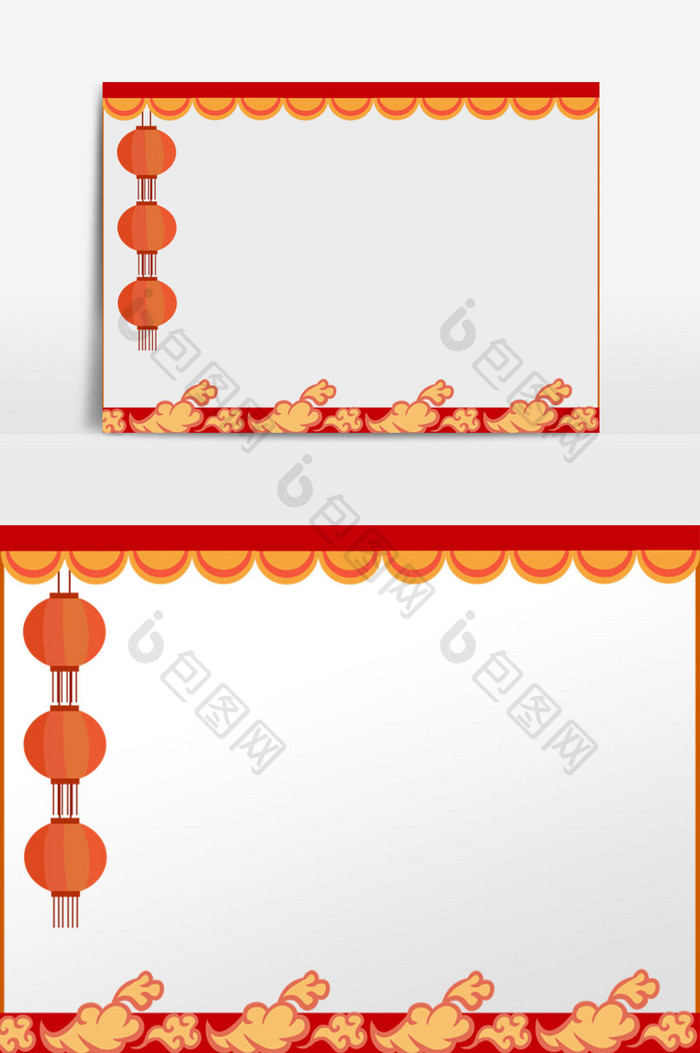 扁平风灯笼祥云中式边框