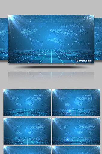 蓝色科技地图背景视频素材图片