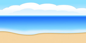 蓝天白云沙滩动漫背景