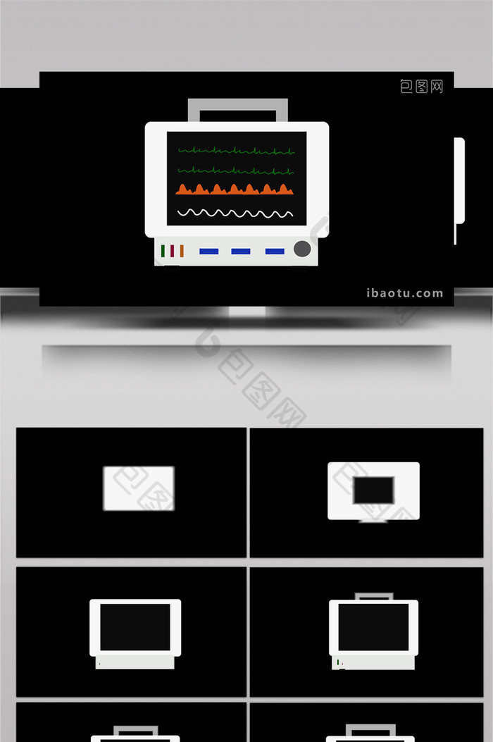 简约扁平画风化学仪器类心电图仪器MG动画