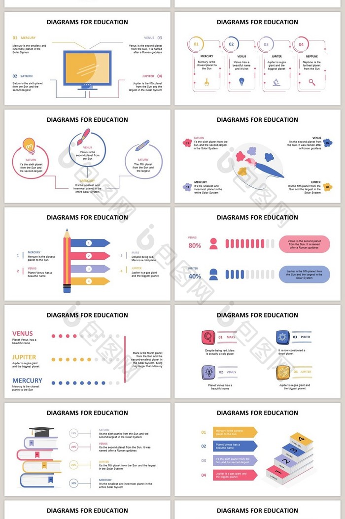 橙色学习铅笔40页PPT图表合集