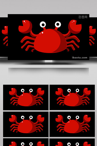 简约扁平风食物类动物类螃蟹MG动画图片