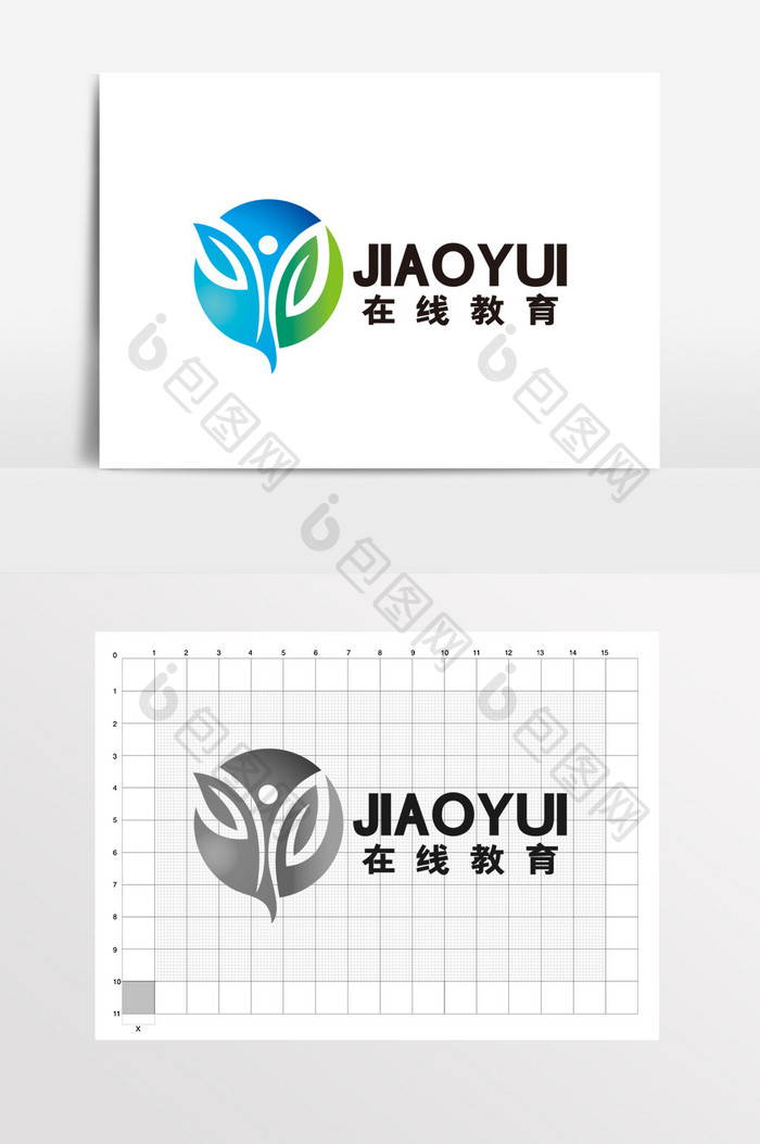 在线教育辅导早教图标logo标志VI