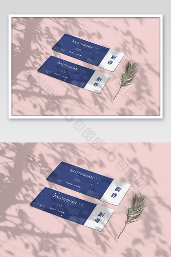 精致粉色的大气门票卡券样机图片