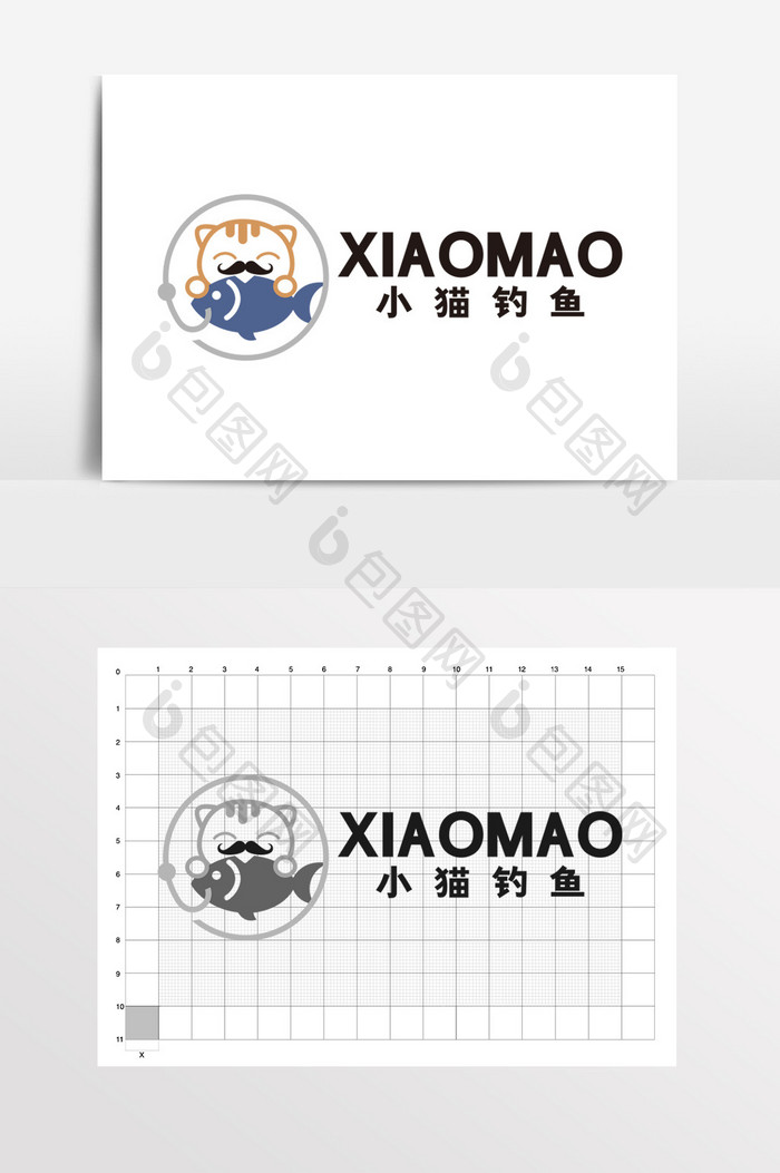 小猫钓鱼零食店海鲜店LOGO标志VI