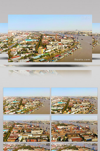 4K航拍上海杨浦区工业港口运输视频素材图片