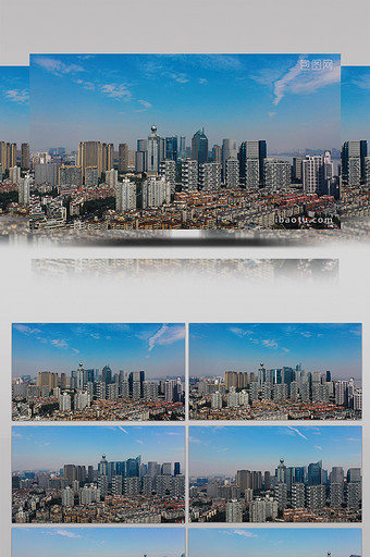 杭州城市cbd高楼大厦蓝天白云航拍视频图片