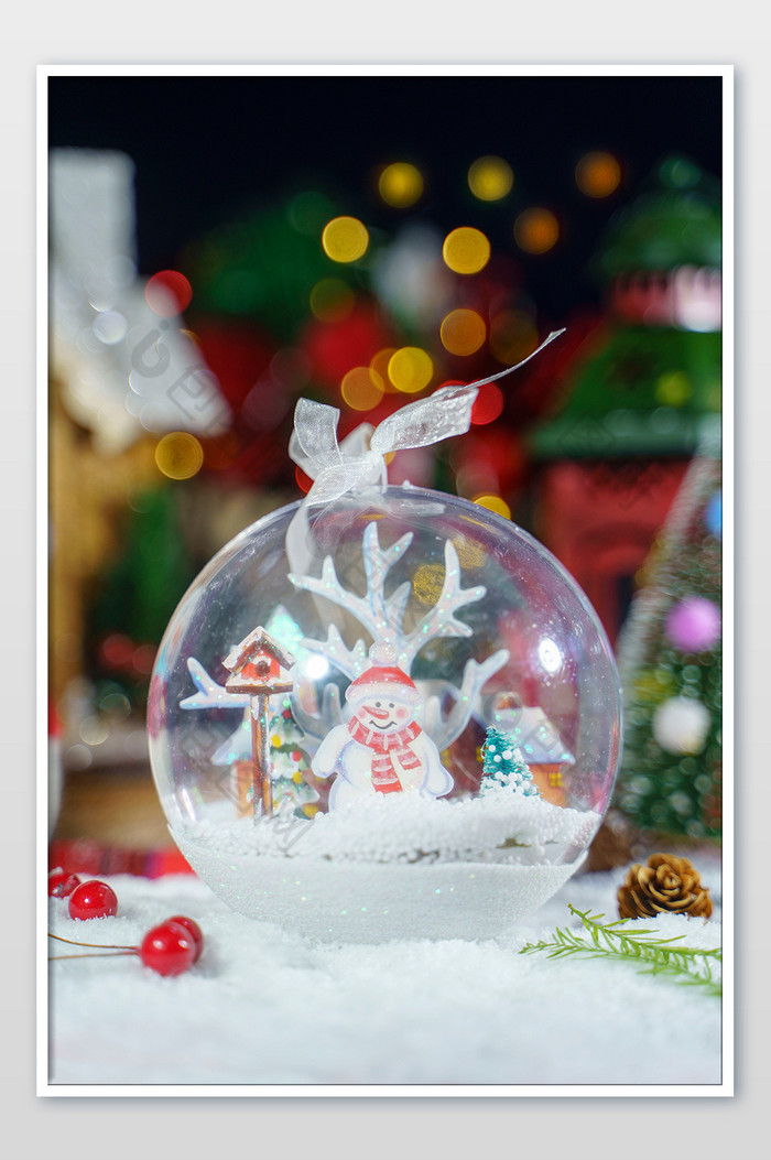 圣诞节雪人球圣诞树摄影图片图片