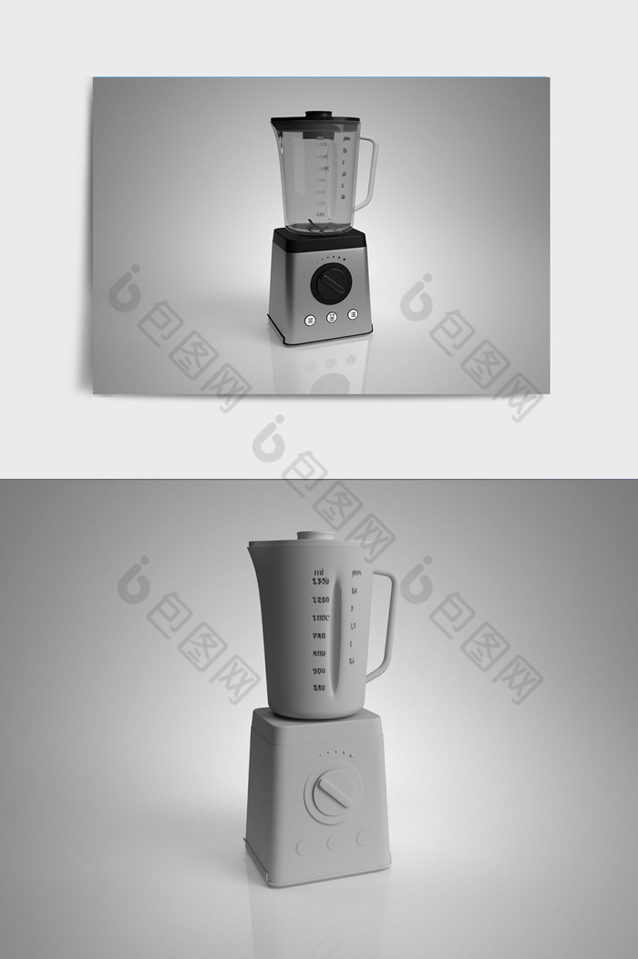 银黑色家用榨汁机C4D模型图片图片