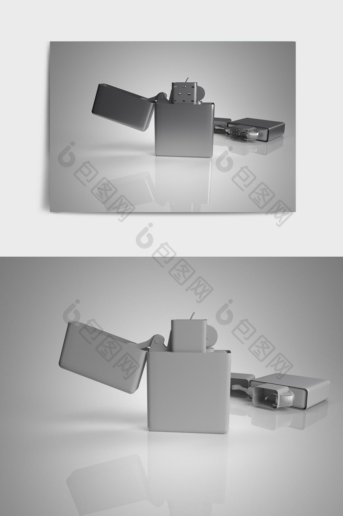 银白色简约大气打火机C4D模型