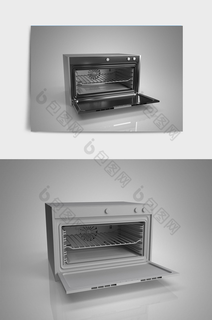 银黑色简约烤箱C4D模型图片图片