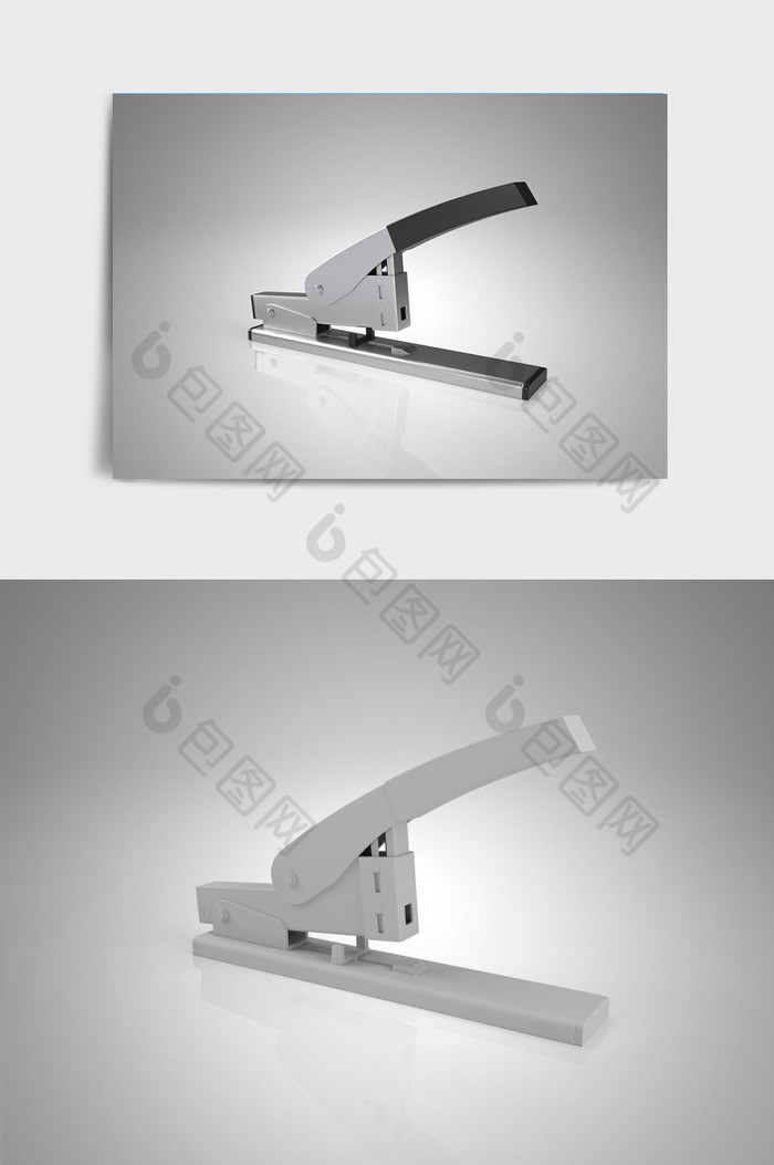 银黑色办公用品订书机C4D模型图片图片