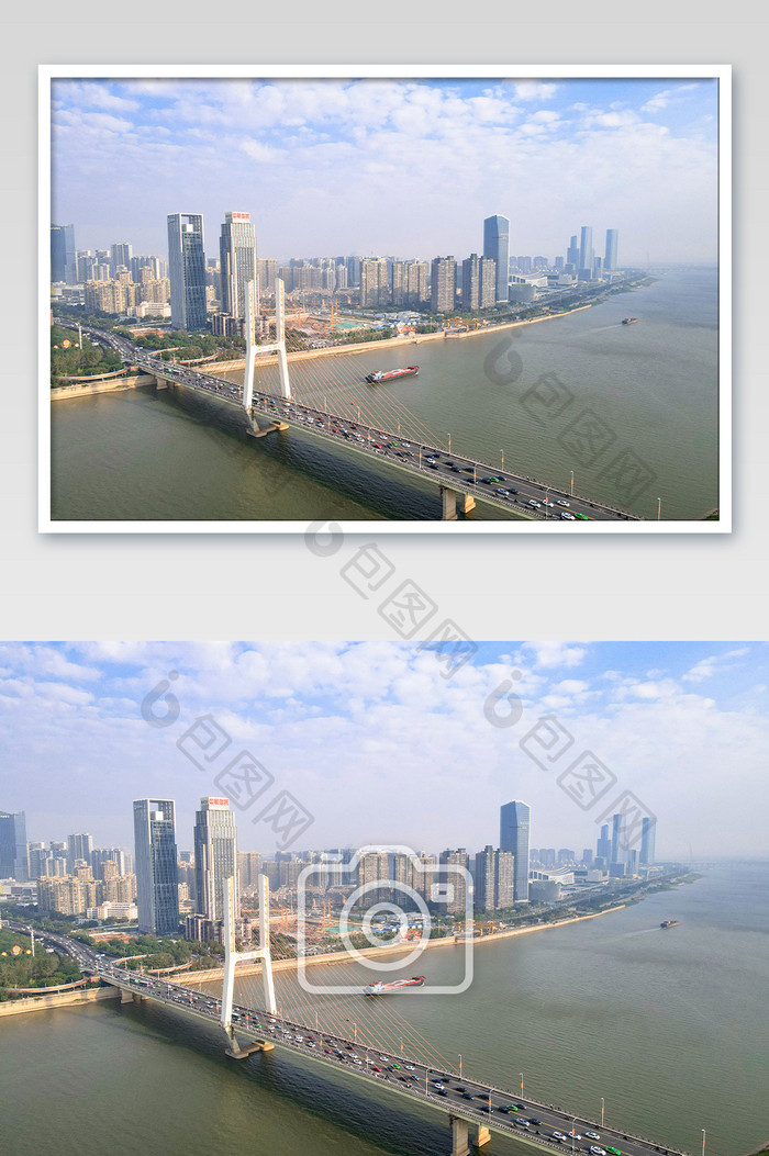 航拍南昌跨赣江大桥摄影图片