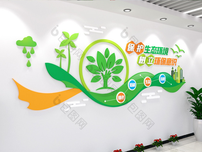 保护生态环境文化墙自然背景图片清新创意展