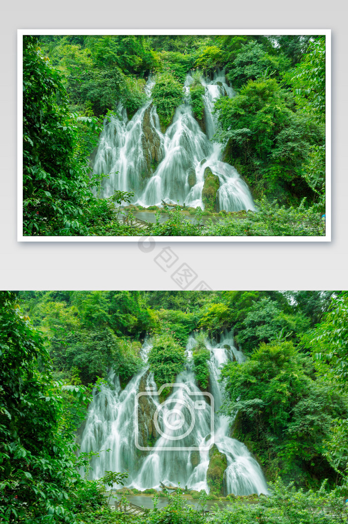 贵州小七孔翠谷森林瀑布图片图片