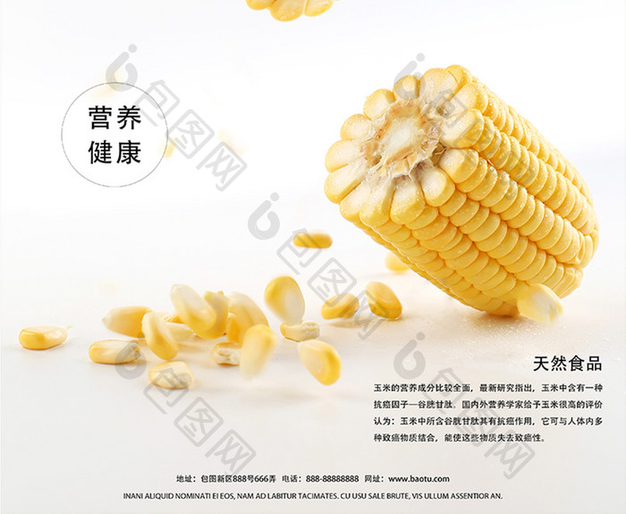 简约农家天然玉米蔬果美食海报
