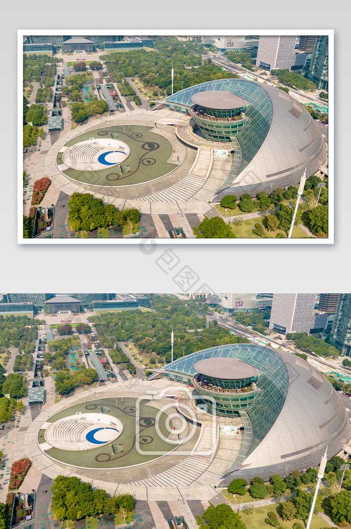 航拍杭州歌剧院地标建筑摄影图片
