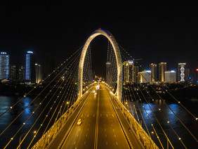 航拍广西柳州白沙大桥夜景摄影图片